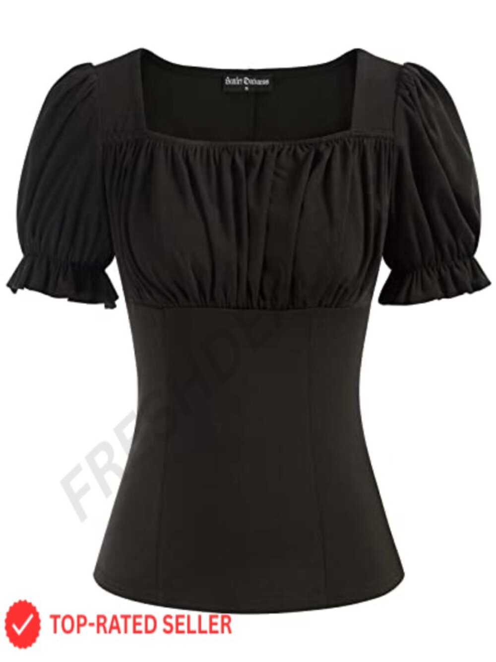 Peasant Top Puff Sleeve Renaissance Blouse Square Neck Ruffle Square Neck
